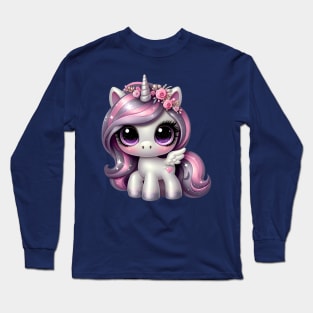 Pink glitter pony unicorn Long Sleeve T-Shirt